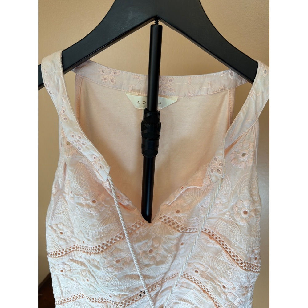 Adiva Peach Eyelet Embroidered Peplum Tank Top‎ Tassel V-Neck Sleeveless XL - Picture 7 of 7